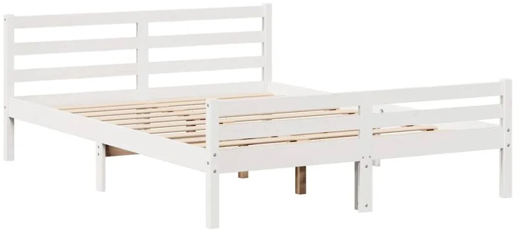 Cama sem colchão 160x200 cm madeira de pinho maciça branco