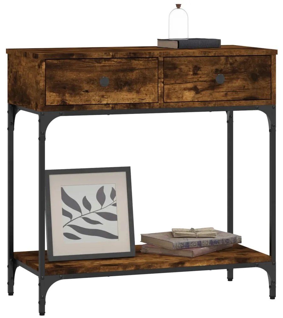 Mesa consola 75x34,5x75 cm derivados de madeira carvalho fumado
