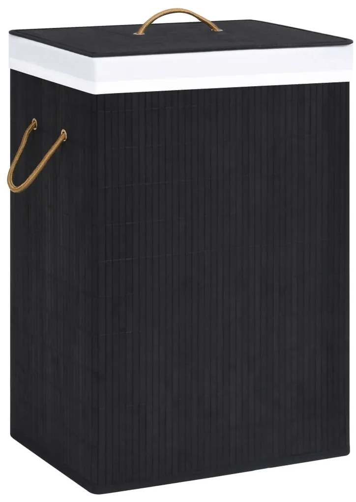 Cesto para roupa suja c/ secção única bambu preto