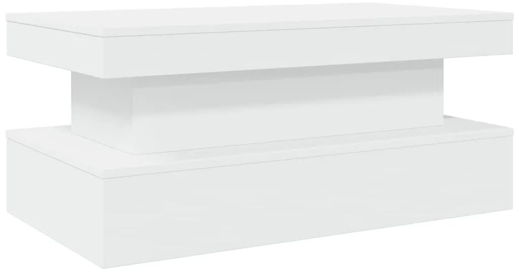 Mesa de centro com luzes LED 90x50x40 cm branco