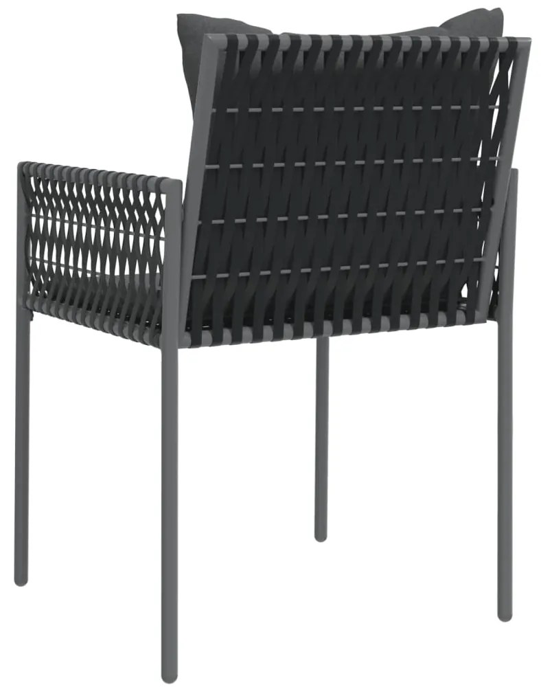 Cadeiras jardim c/ almofadões 6 pcs 54x61x83 cm vime PE preto
