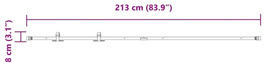 Kit para armário deslizante aço carbono 213 cm