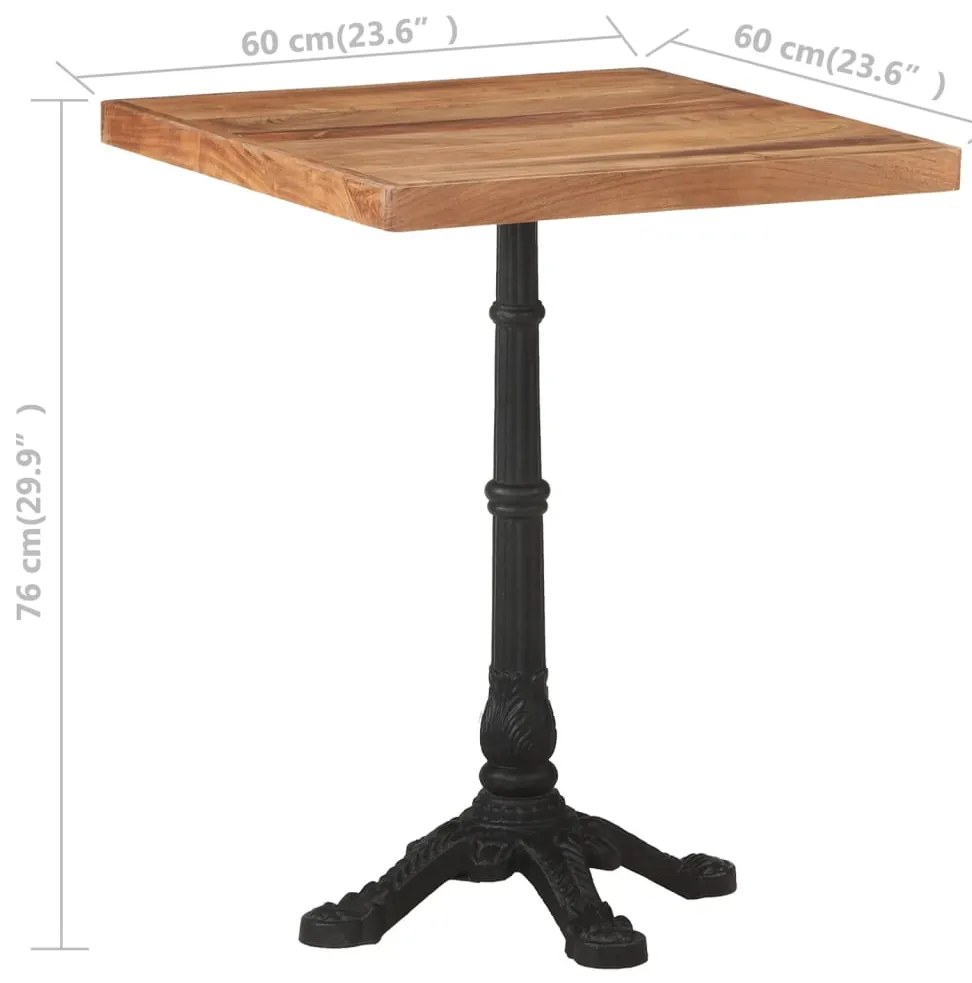 Mesa de bistrô 60x60x76 cm madeira de acácia maciça