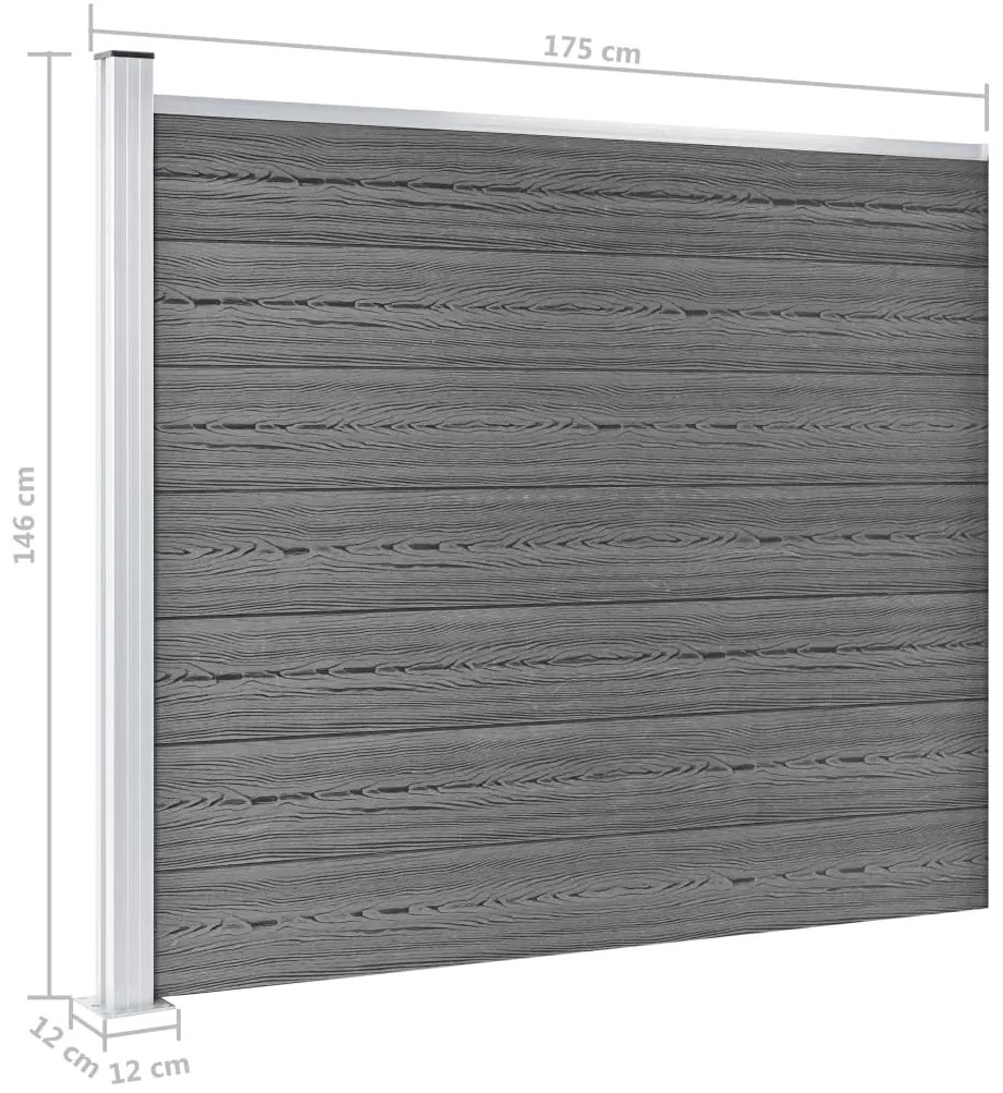 Conjunto painel de cerca 699x146 cm WPC cinzento