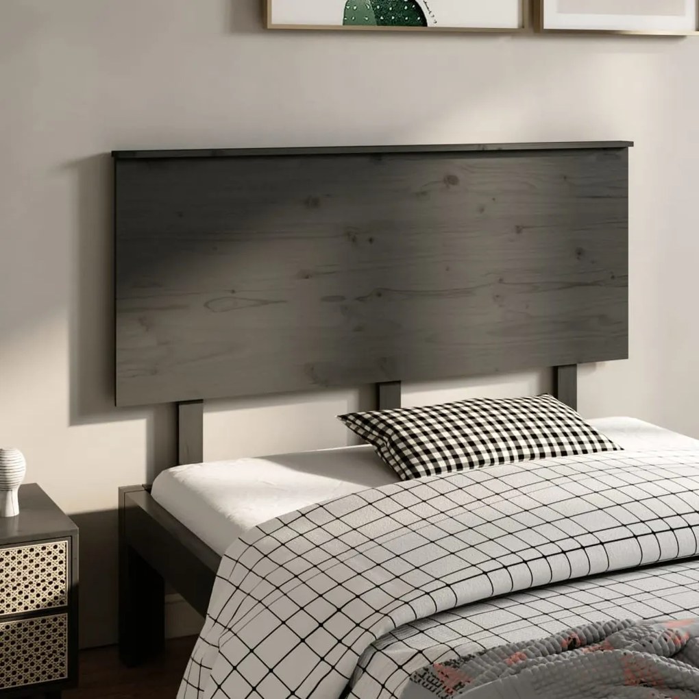 vidaXL Cabeceira de cama 139x6x82,5 cm pinho maciço cinzento