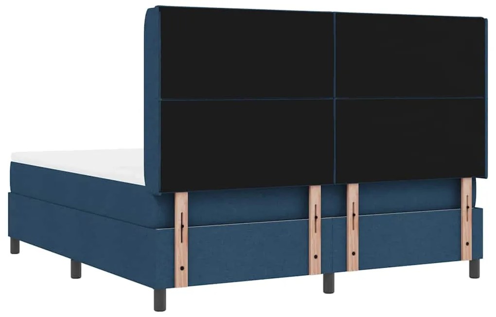 Cama Box Spring Azul com Colchão e LED 180x200 cm