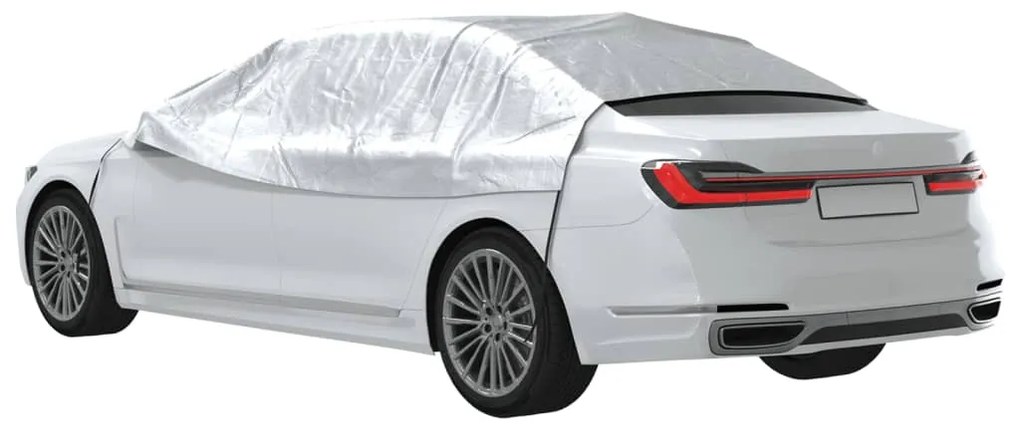 Meia cobertura para carro com ganchos L prateado