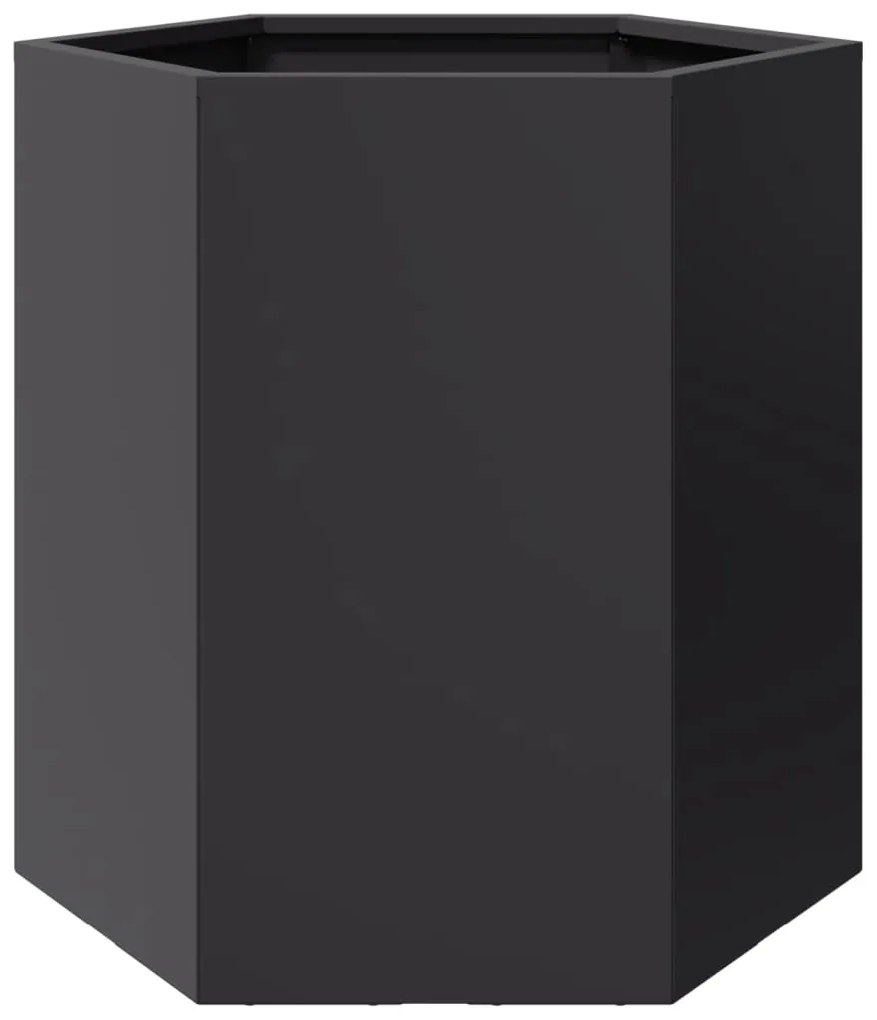 Vaso/floreira de jardim hexagonal 46x40x45 cm aço preto
