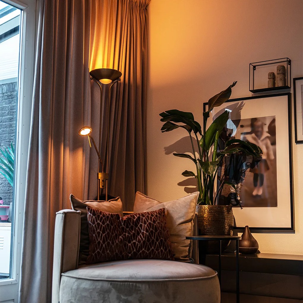 Candeeiro de pé moderno bronze com candeeiro de leitura incl. LED dimmer to warm - Diva