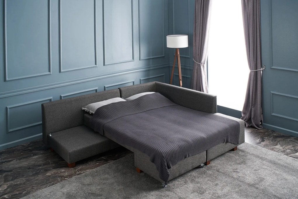 Sofá-cama de canto Manama – Antracite – 280 cm x 85 cm x 206 cm