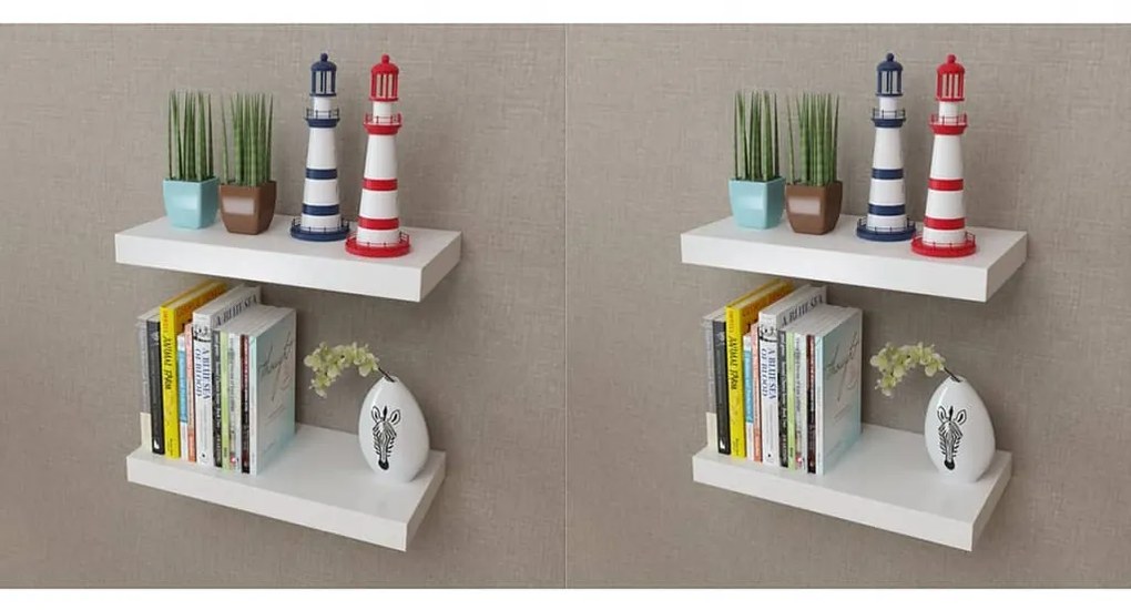 275996 vidaXL Prateleiras de parede 4 pcs branco 40 cm