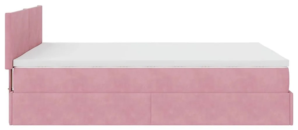 Estrutura de cama otomana com colchão 140x200 cm veludo rosa