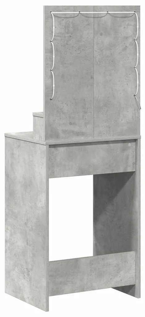 Mesa de Maquilhagem vidaXL com Luzes LED Cinza Concreto 50x41x135 cm