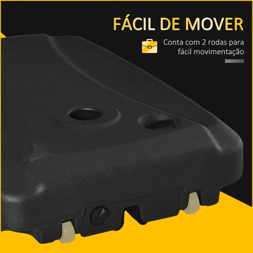 Base de Chapéu de Sol com 2 Rodas Preenchível com Água 60kg Areia 68kg