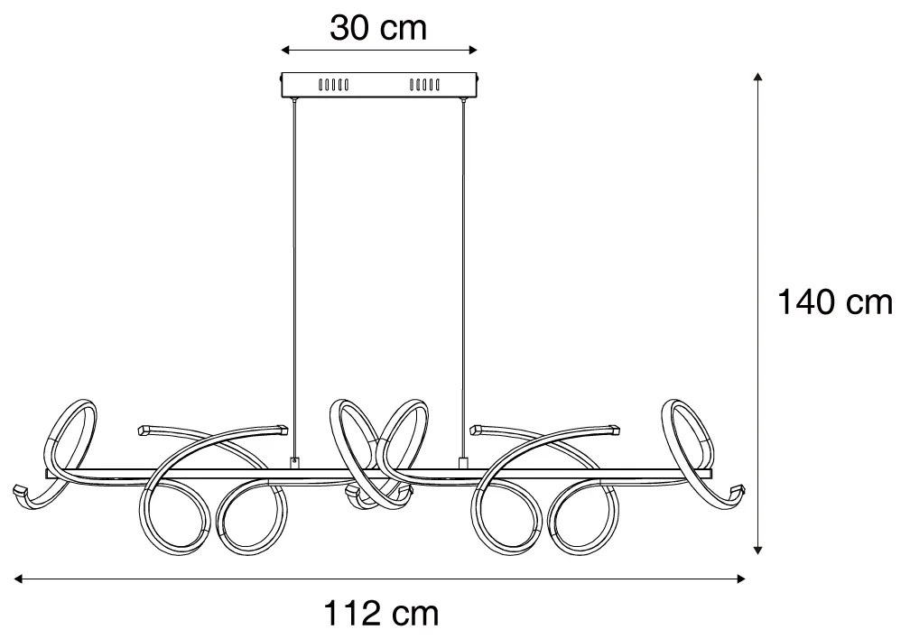 LED Candeeiro suspenso de design dourado retangular regulável em 3 níveis - Krisscross Moderno