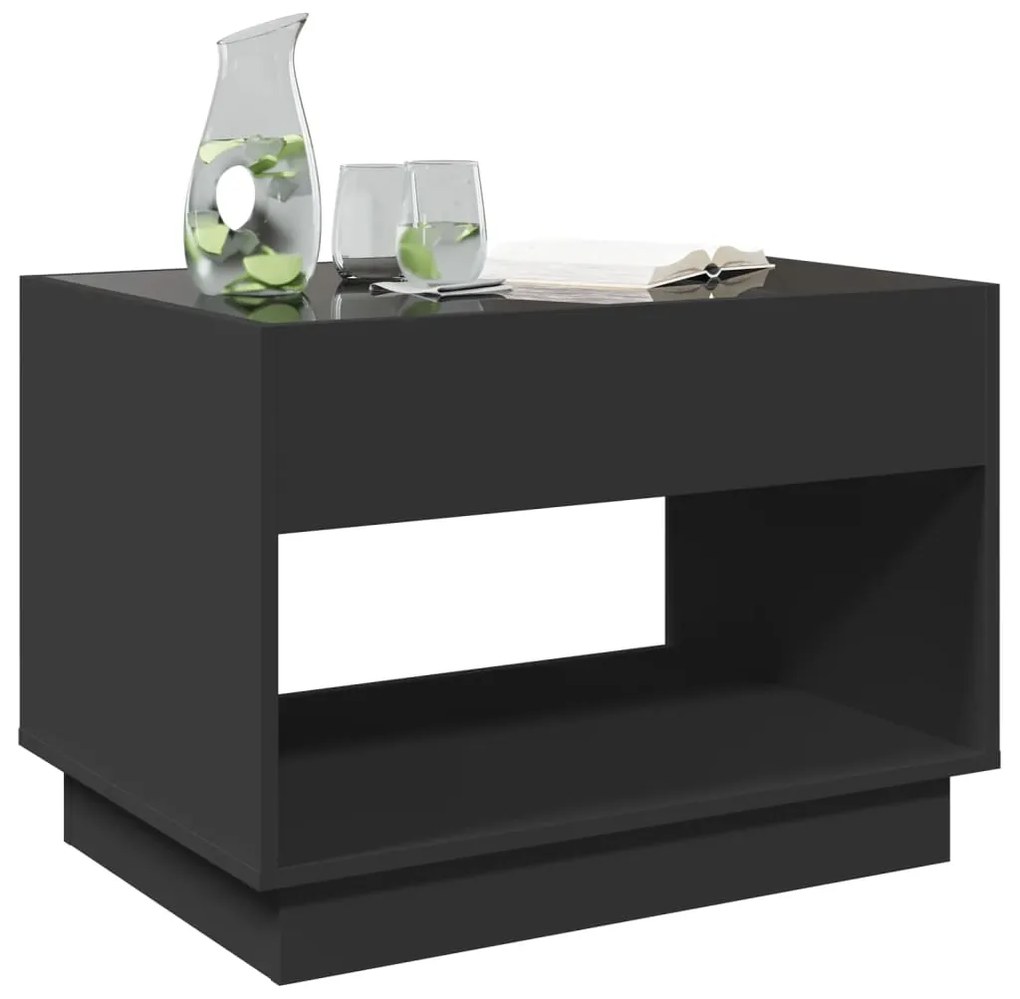 Mesa de centro luzes LED Infinity 70x50x50 cm preto