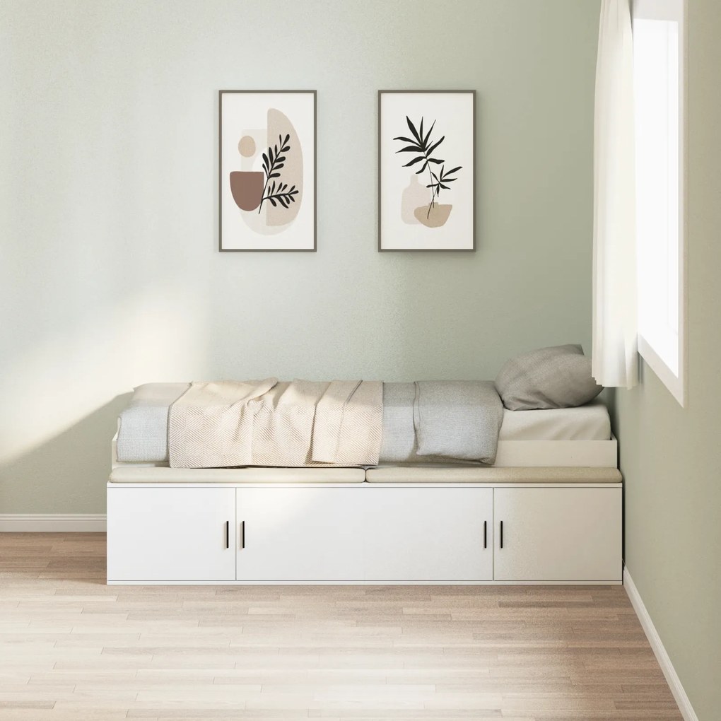 vidaXL Cama de Armazenamento Branca 100x200 cm