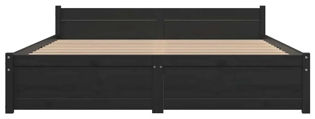 Estrutura de cama 140x190 cm madeira maciça preto