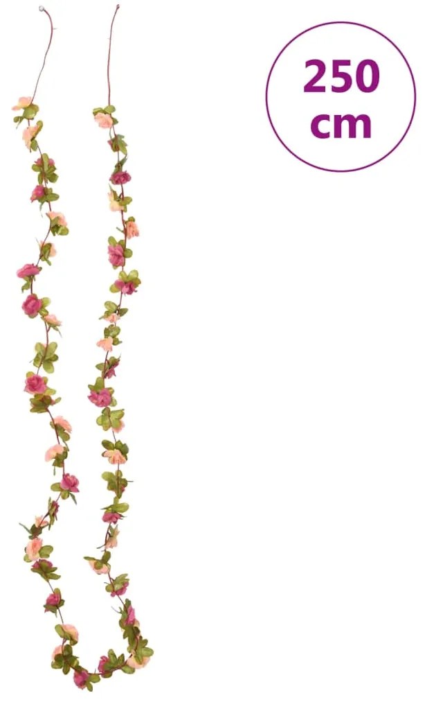 Grinaldas de flores de Natal 6 pcs 250 cm vermelho rosado