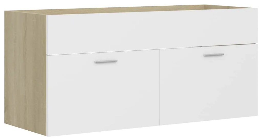 2 pcs conj. móveis casa banho contrapl. branco/carvalho sonoma