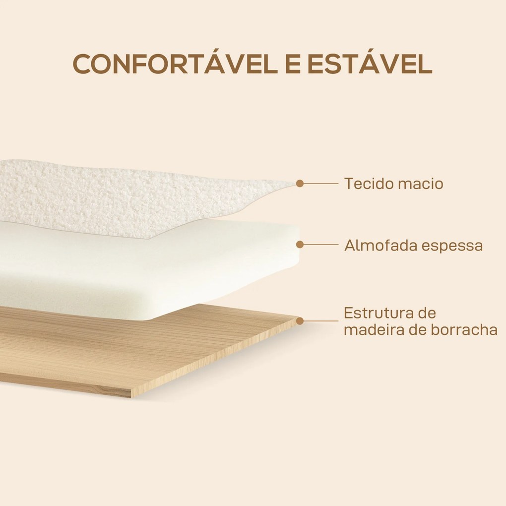 Poltrona Nórdica Poltrona Sala de Estar Estofada em Borrego com Apoio para os Braços de Madeira  74,5x76x78 cm Creme