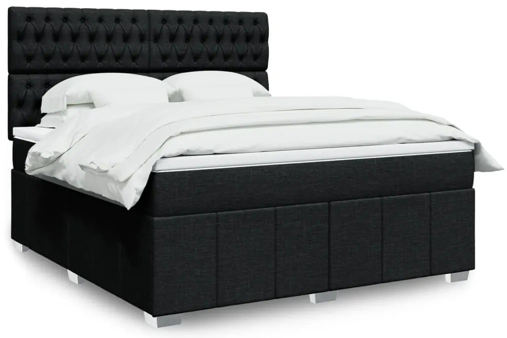 vidaXL Cama com molas/colchão 180x200 cm tecido preto