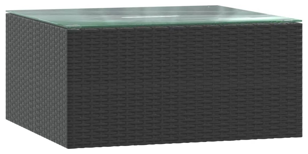 7 pcs conjunto lounge de jardim c/ almofadões vime PE preto