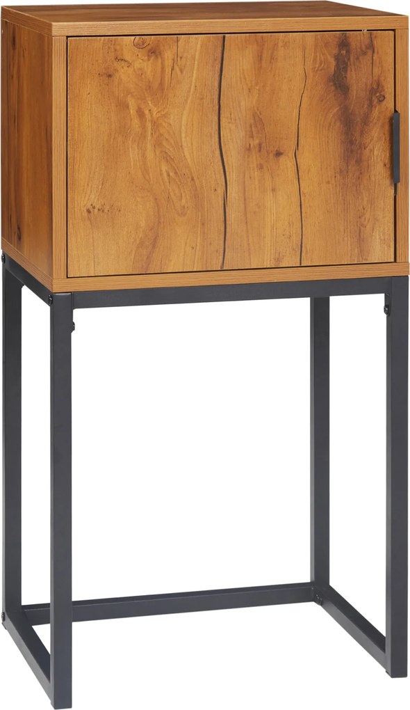 HOMCOM Mesa de consola em design industrial, mesa lateral, aparador, 1 armário, Madeira natural + Preto | Aosom Portugal