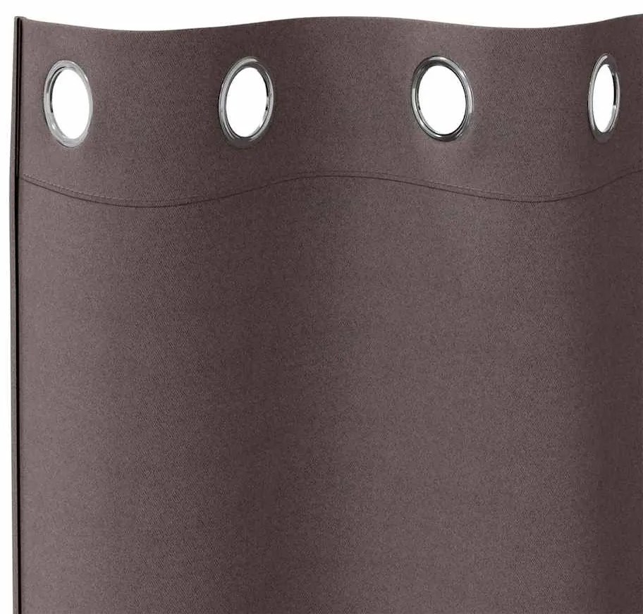 Cortinas 2 pcs Castanho escuro 260 x 140 cm Poliéster