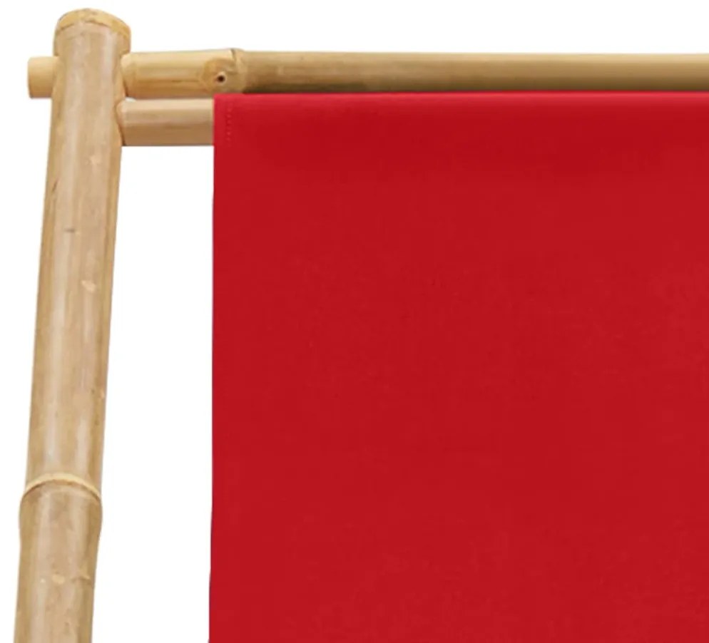 Espreguiçadeira de bambu e lona vermelho