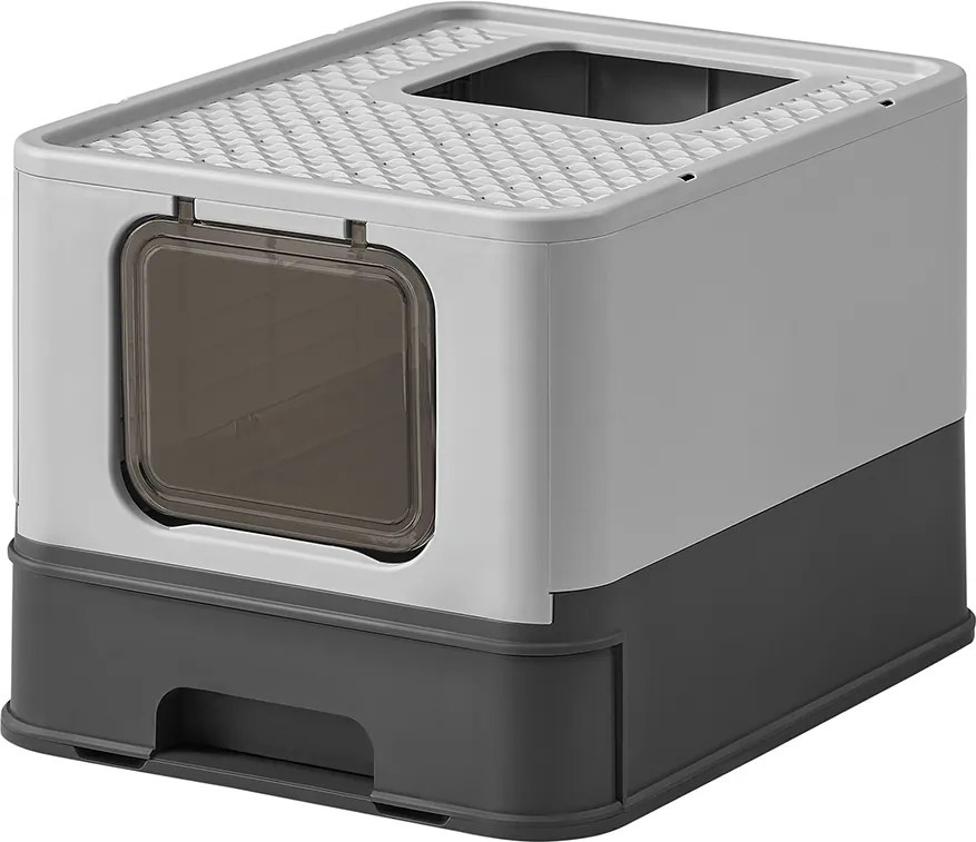Caixa de areia para gatos com tampa e pá espaçoso Cinzento antracite