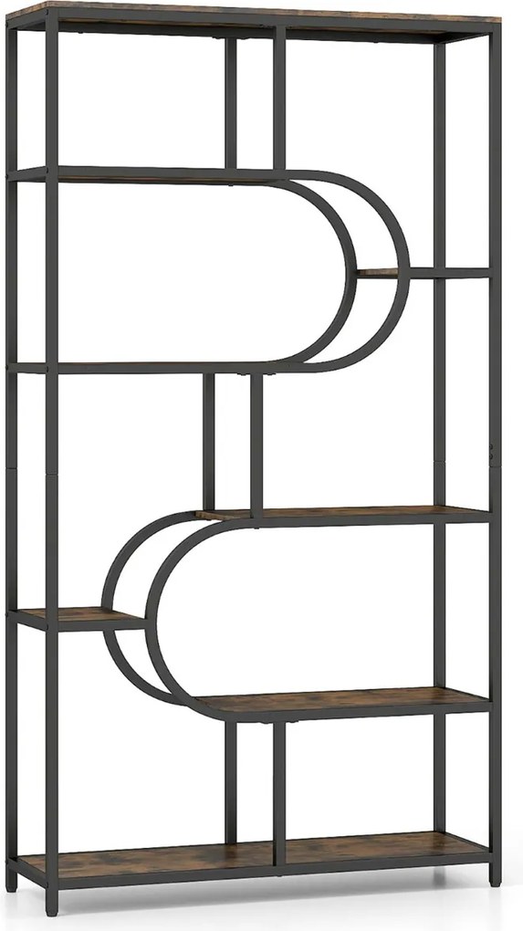 Estante de 8 prateleiras abertas 95 x 30 x 175 cm Design em forma de U Estrutura metálica castanho