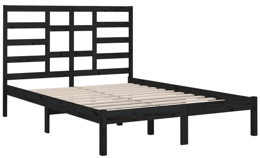 Estrutura de cama 140x190 cm madeira maciça preto