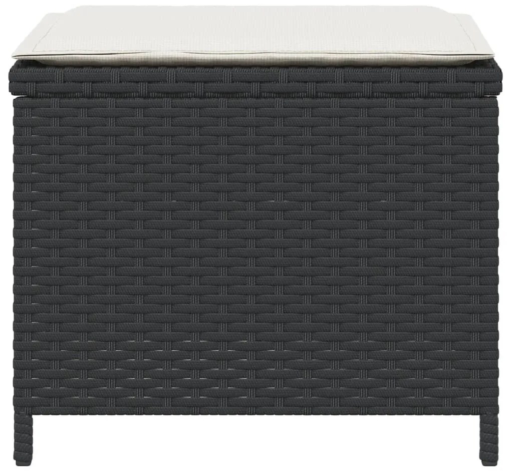 Bancos de jardim com almofadões 4 pcs 41x41x36 cm vime PE preto