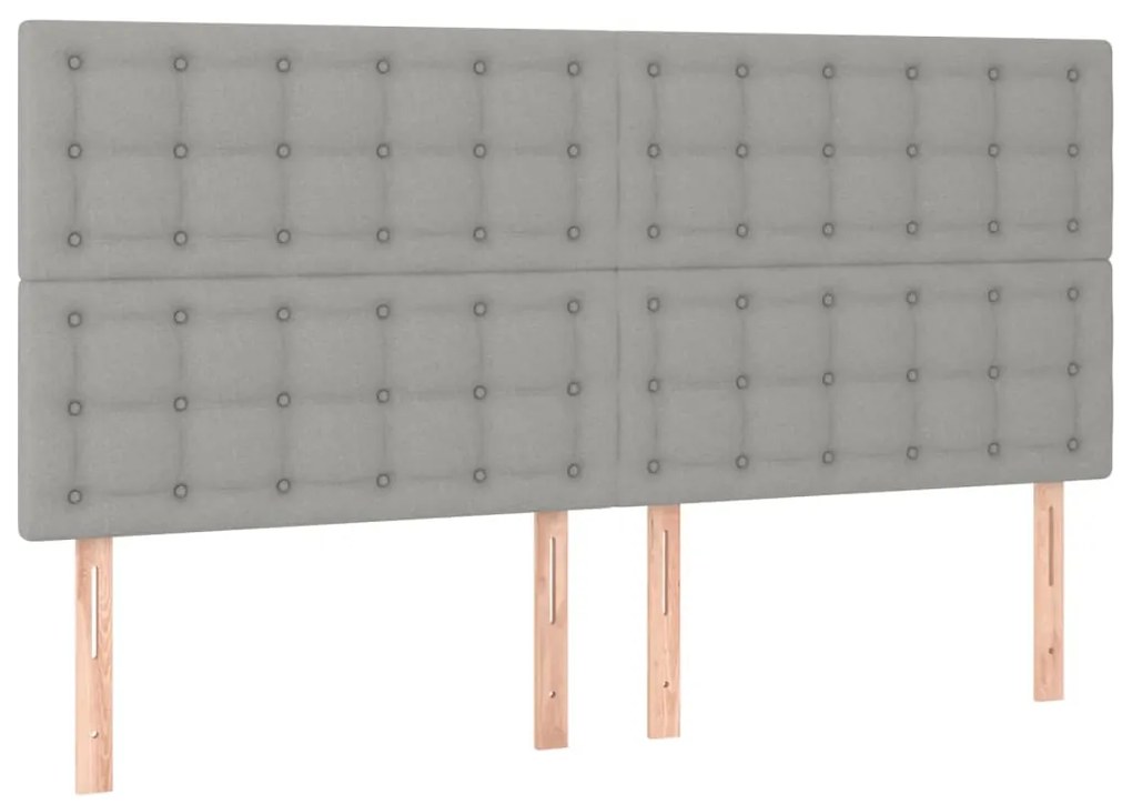 Cama box spring c/ colchão e LED 180x200 cm tecido cinza-claro