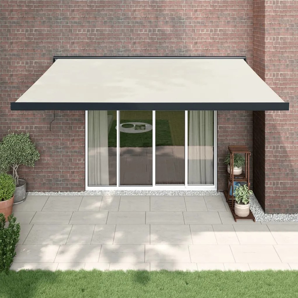 Toldo retrátil 4x3 m tecido e alumínio cor creme