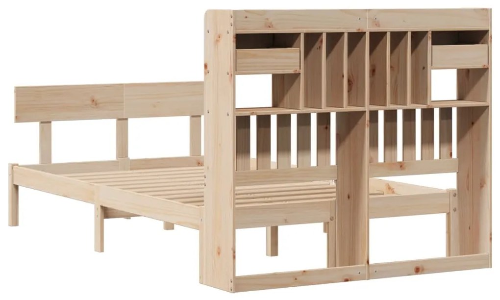 Cama com estante sem colchão 135x190 cm pinho maciço