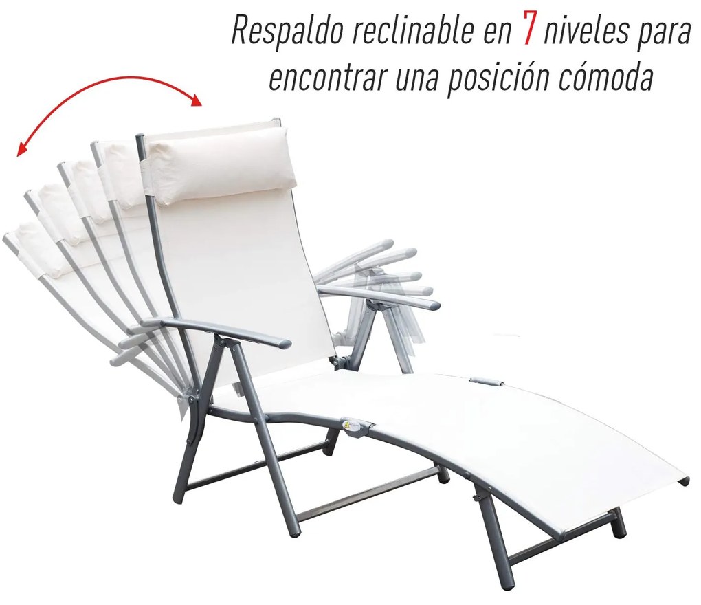 Espreguiçadeira Dobrável de Jardim com Encosto Ajustável em 7 Posições