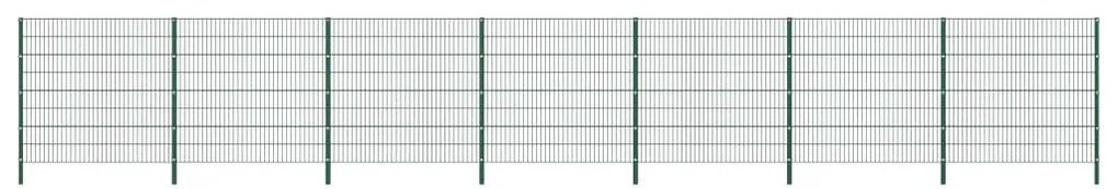 278676 vidaXL Painel de vedação com postes ferro 11,9x1,6 m verde