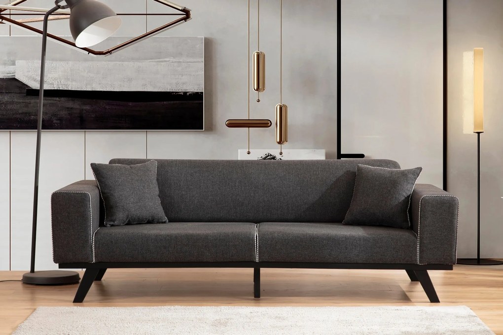 Sofá-Cama de 3 Lugares Leon – Antracite – 222x92x77 cm