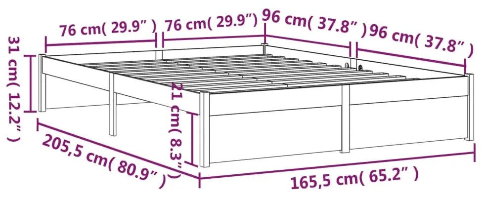 Estrutura de cama 160x200 cm madeira maciça branco