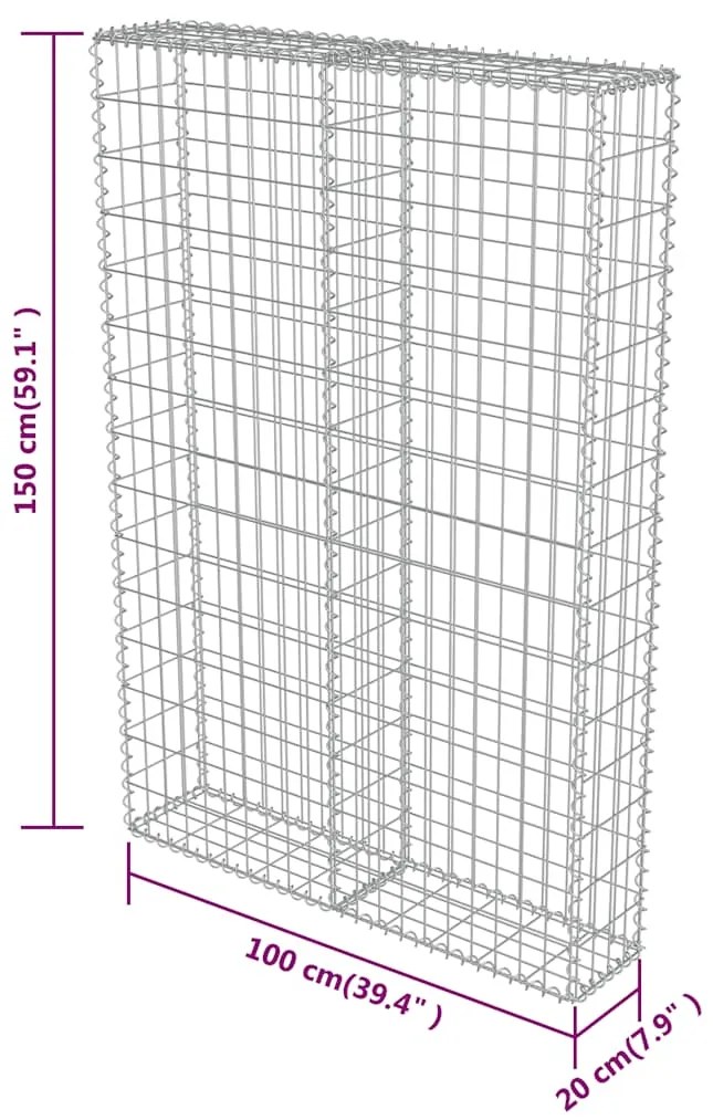 Muro gabião com tampas aço galvanizado 100x20x150 cm