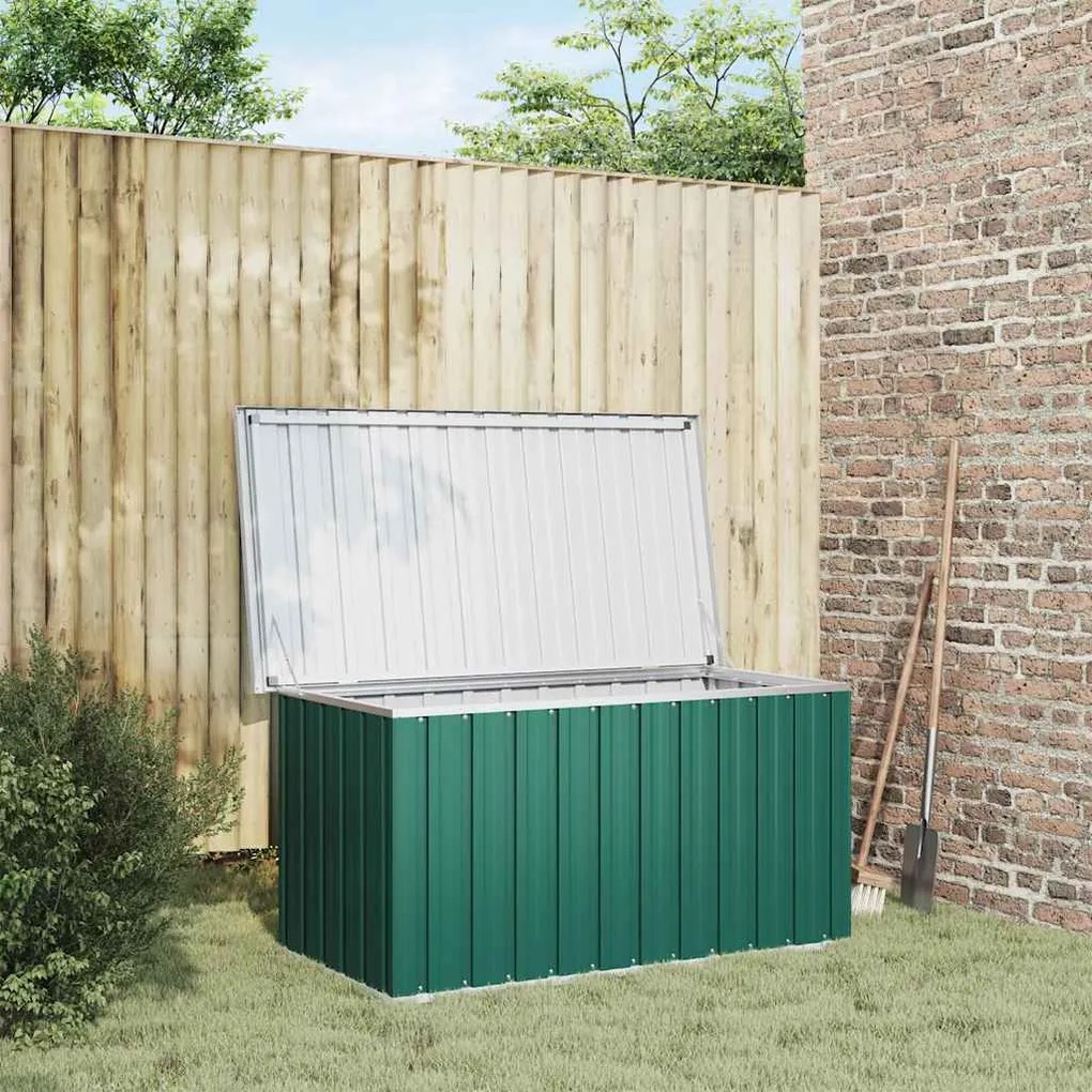 vidaXL Caixa de arrumação para jardim 129x67x65 cm verde