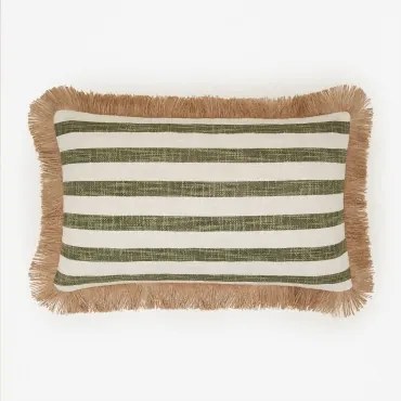 Coussin Retangular 30x50 Cm Em Algodão Paraíba Branco - Verde Pesto - Sklum