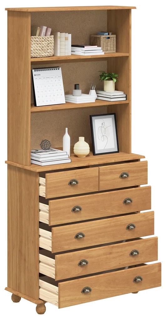 Hutch “ASKIM” Castanho 91x40x199.5 cm Madeira Maciça Pinus