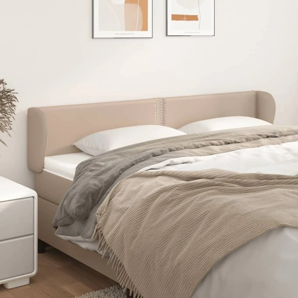 Cabeceira cama abas couro artificial 203x23x78/88 cm cappuccino