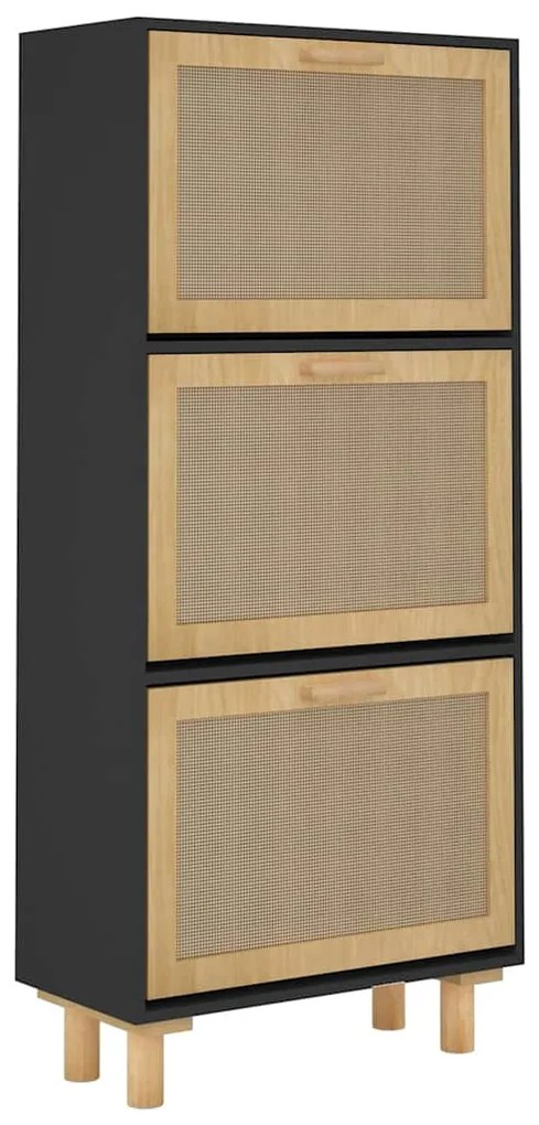 Sapateira 52x25x115 cm derivados de madeira/vime natural preto