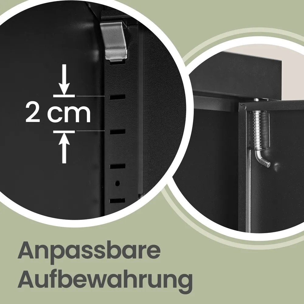 Armário para arquivos escritorio, armário de arrumação, 40 x 60 x 180 cm Preto