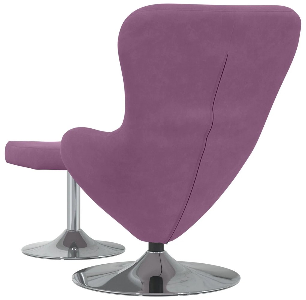Poltrona Egg vidaXL com Puff em Veludo Roxo