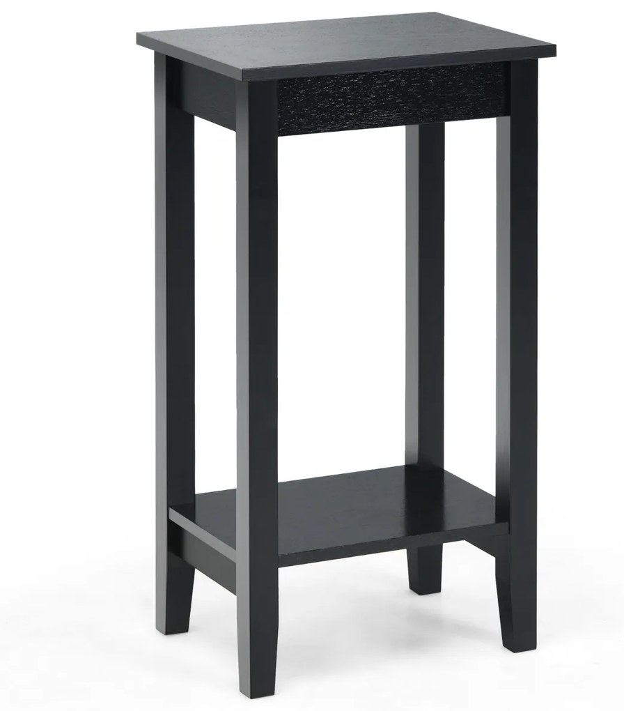 Mesa de sofá de mesa lateral com 2 níveis Mesa de café rectangular estreita e compacta para sala de estar 39,6 x 29,6 x 73,5 cm Preto
